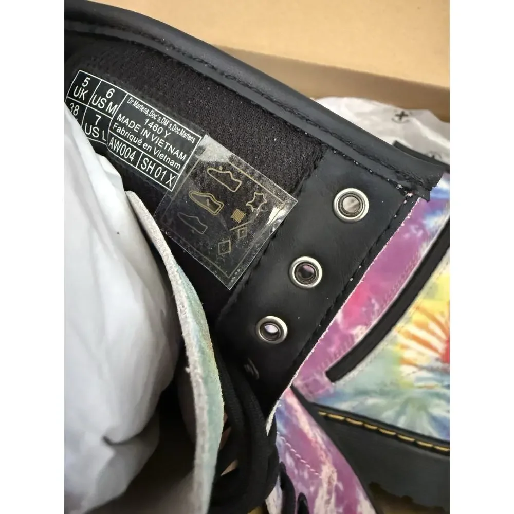 Dr. Marten’s Multi Color Tie Dye Side Zipper Lace Up Girls’ Combat Boots Size 7